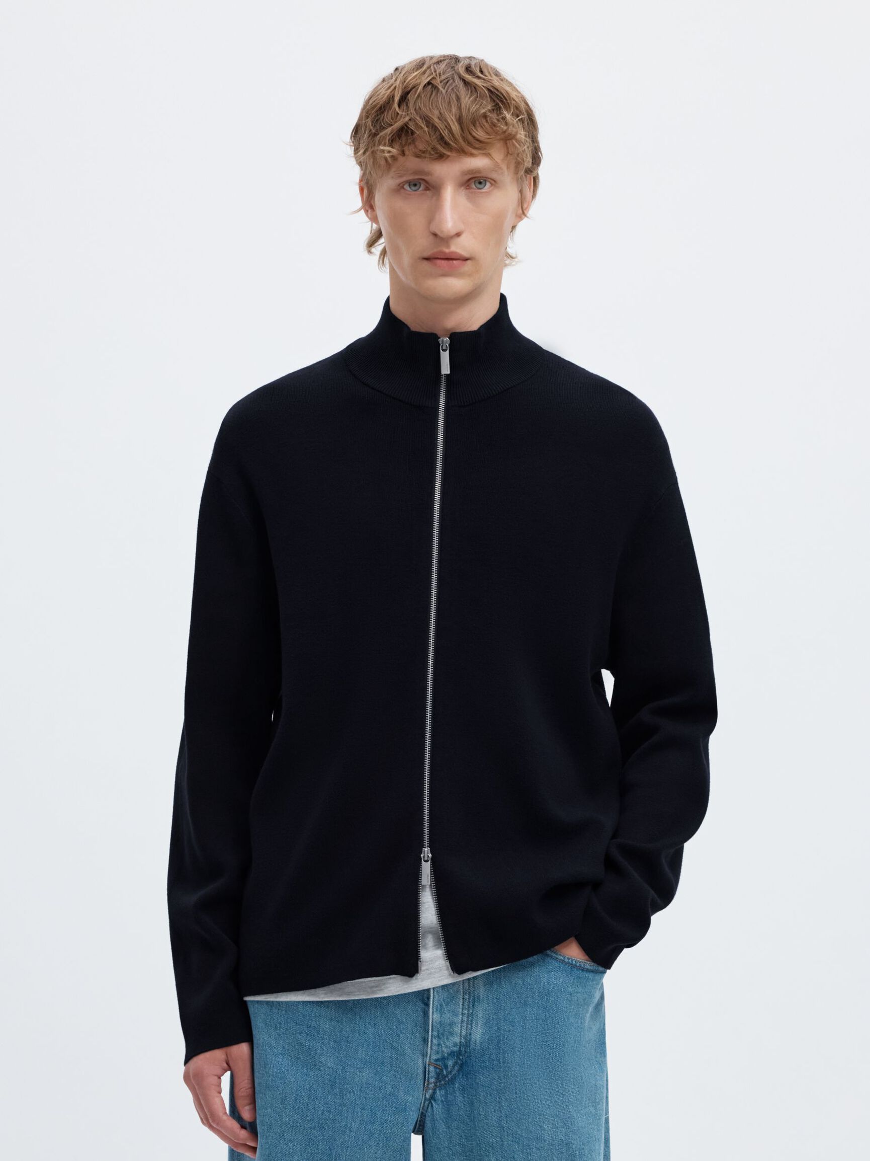 RELAXED FIT CARDIGAN, Sky Captain, highres