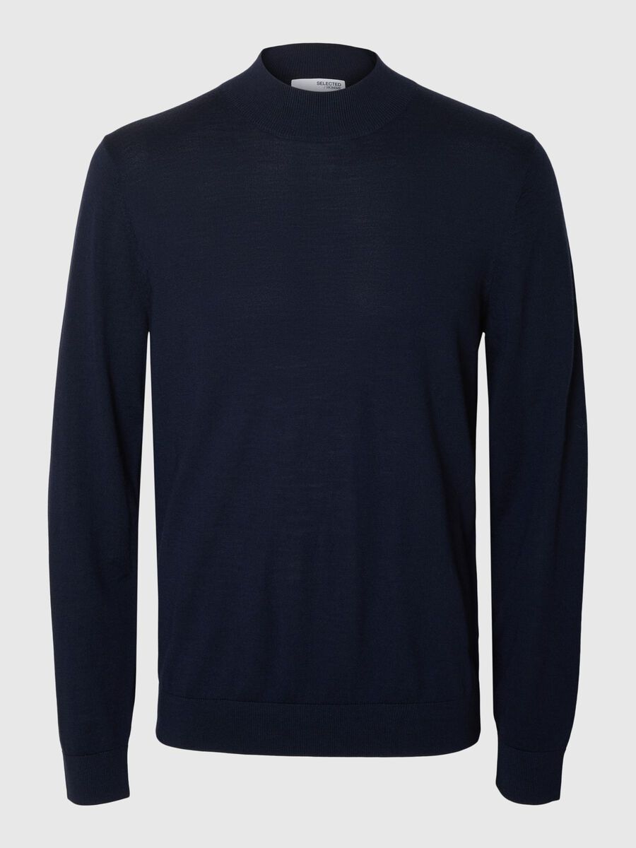 Selected 100% MERINOWOL TRUI MET KRAAG, Navy Blazer, highres - 16096253_NavyBlazer_001.jpg