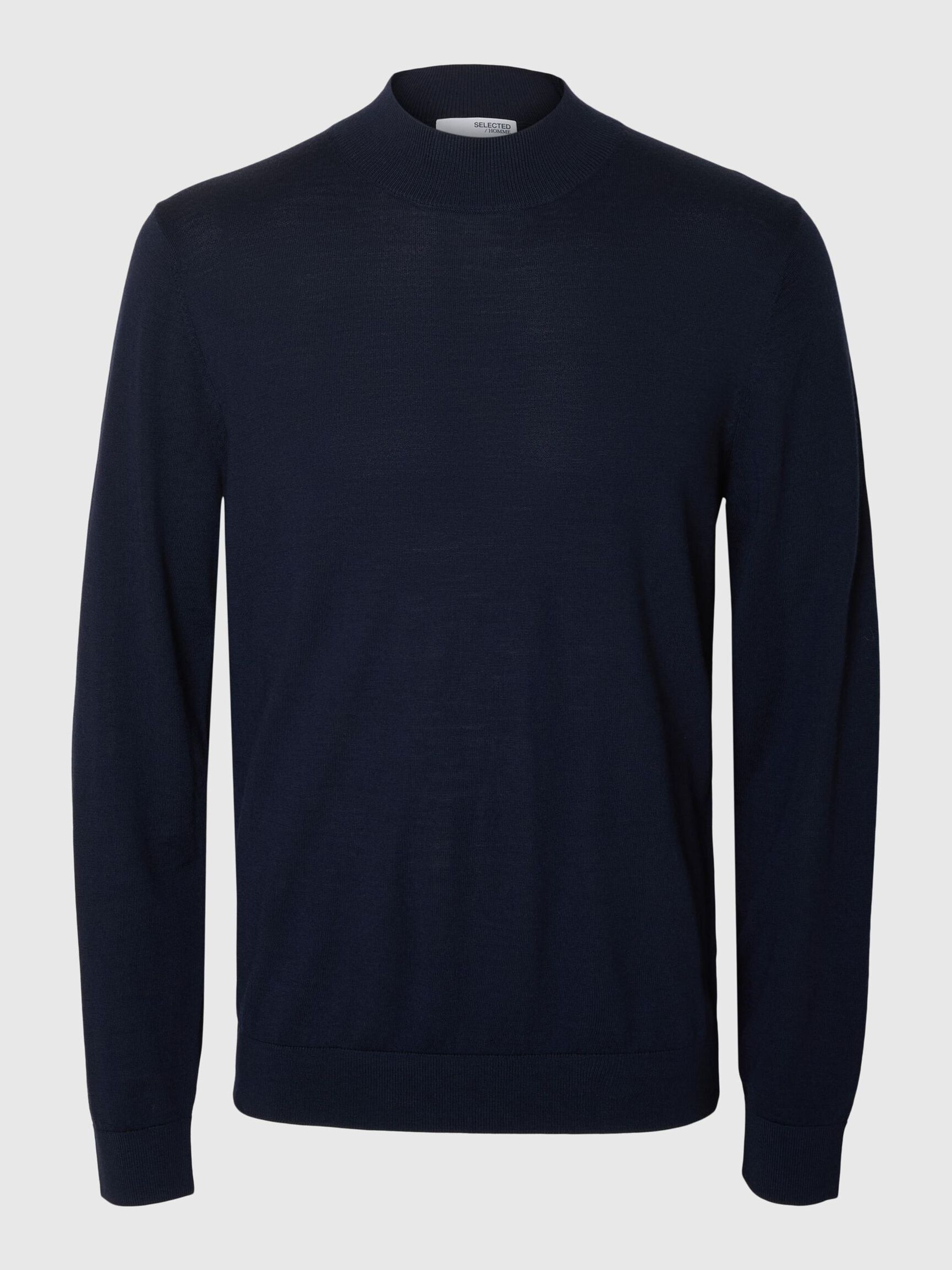 100% MERINOULL TRÖJA MED FUSKKRAGE, Navy Blazer, highres