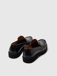 LEATHER LOAFERS, Black, highres