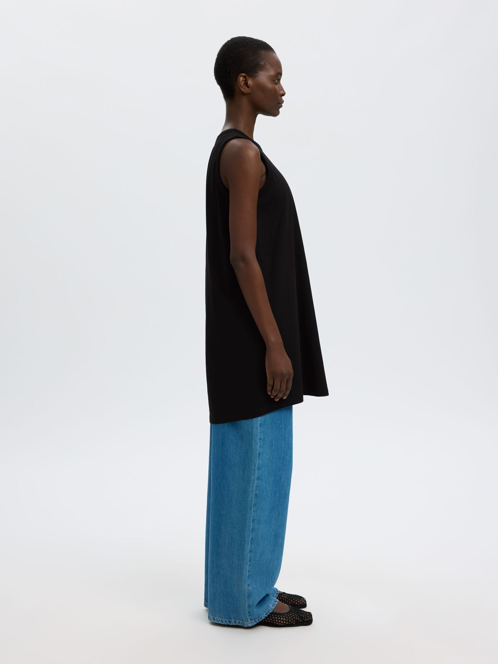 MINI ROBE SANS MANCHES, Black, highres