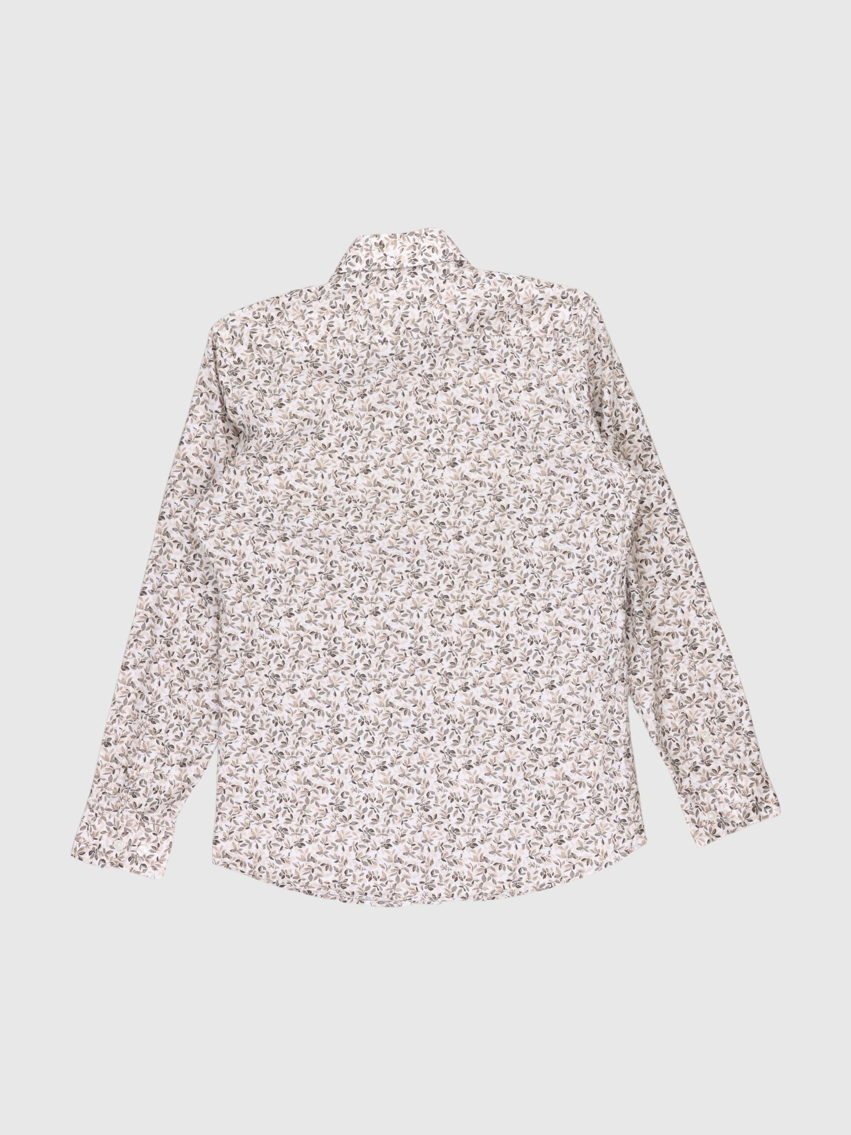 PRINT SLIM FIT HEMD, Egret, highres