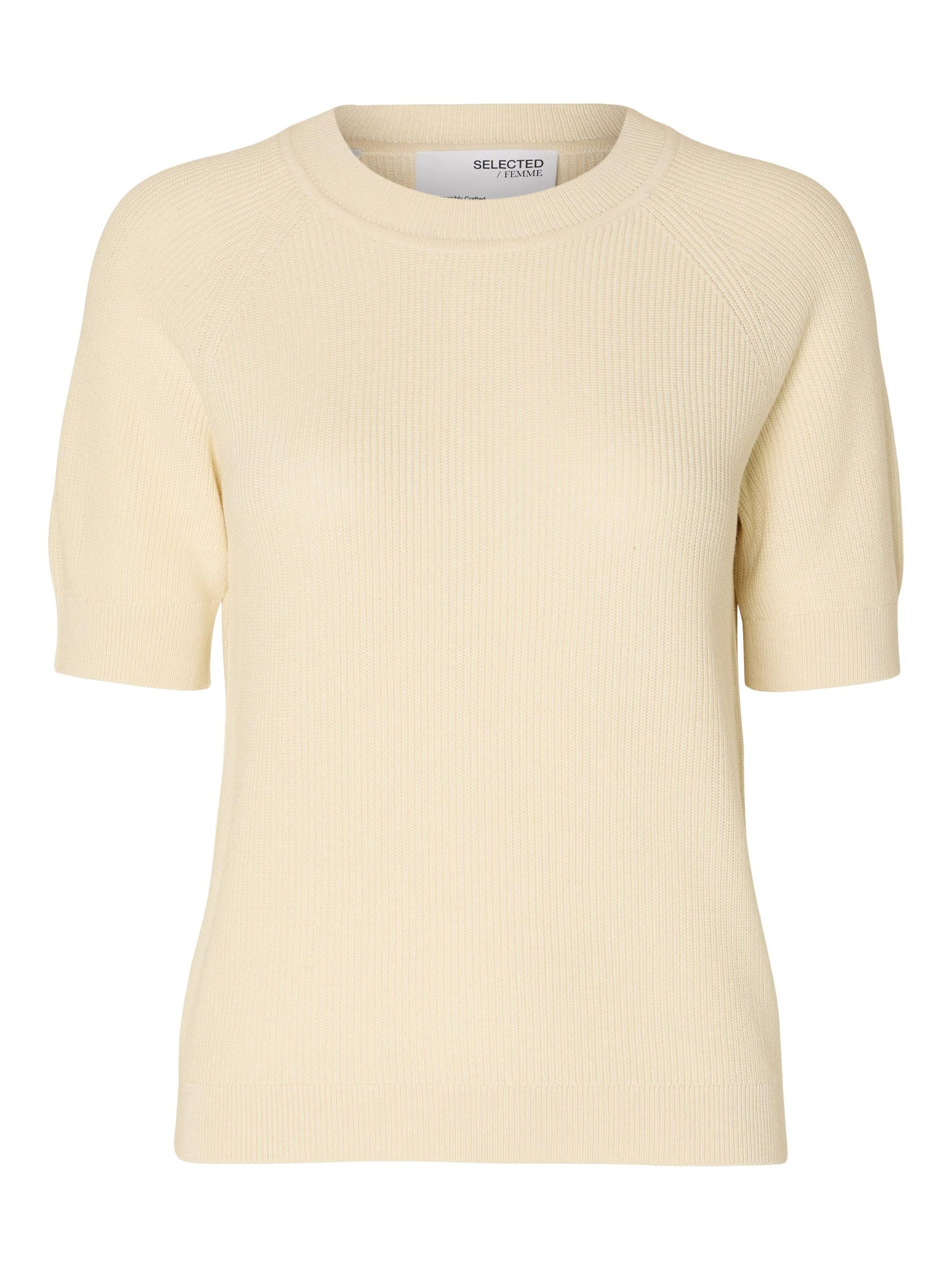 VISCOSE BLEND KNITTED TOP, Birch, highres