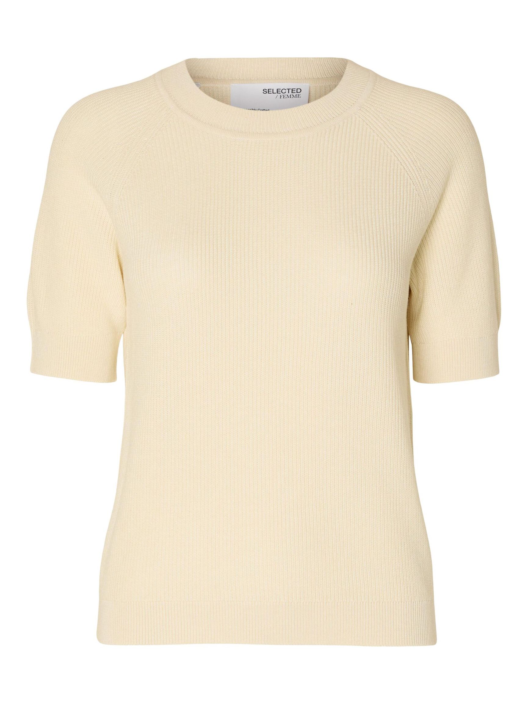 VISCOSEMIX GEBREIDE TOP, Birch, highres