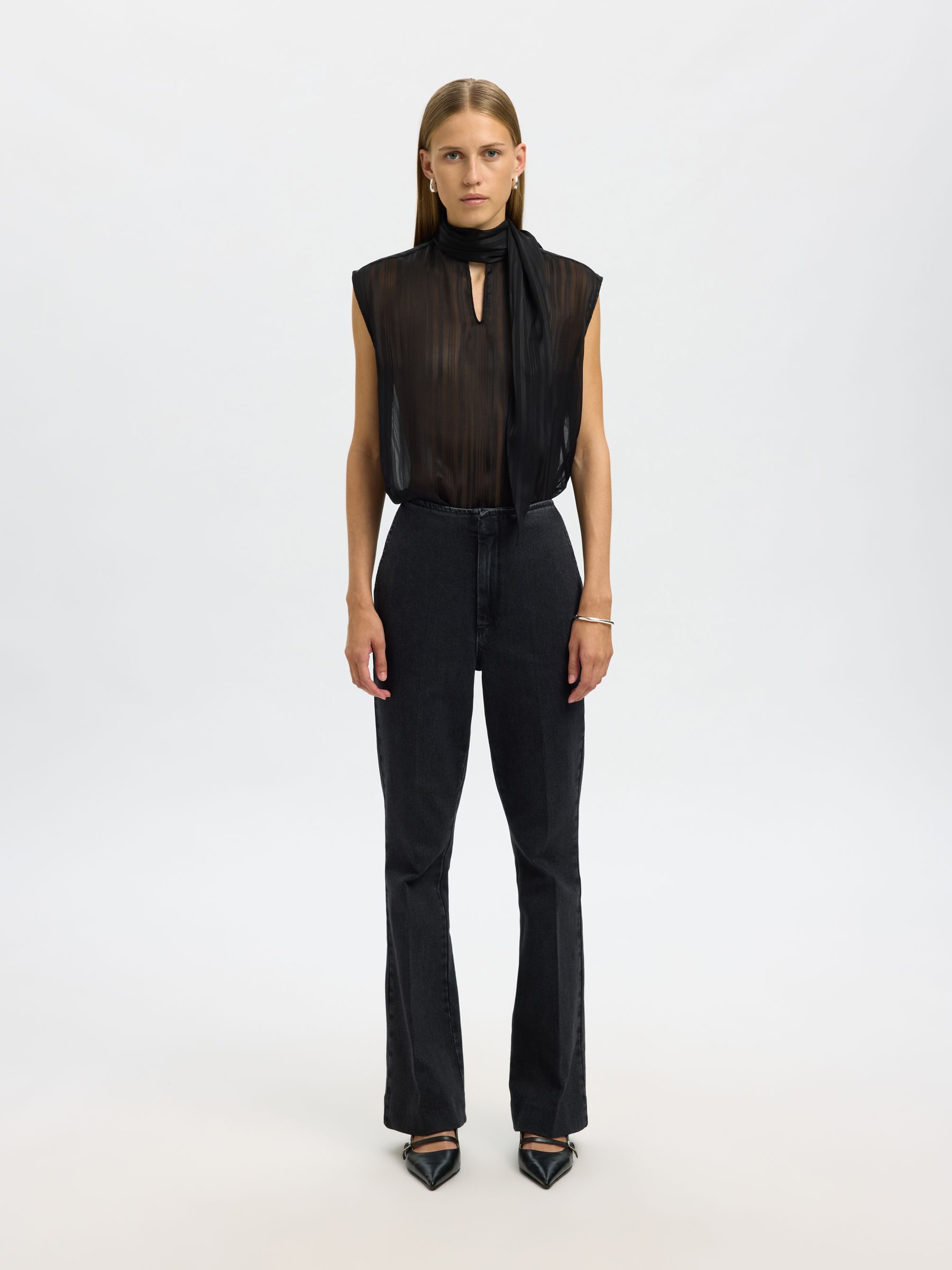 HIGH NECK SLEEVELESS TOP, Black, highres