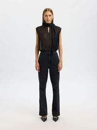 HIGH NECK SLEEVELESS TOP, Black, highres