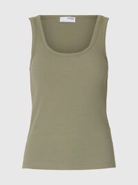 RIBBED COTTON TANK TOP, Vetiver, highres