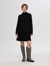 HIGH NECK  KNITTED JUMPER, Black, highres