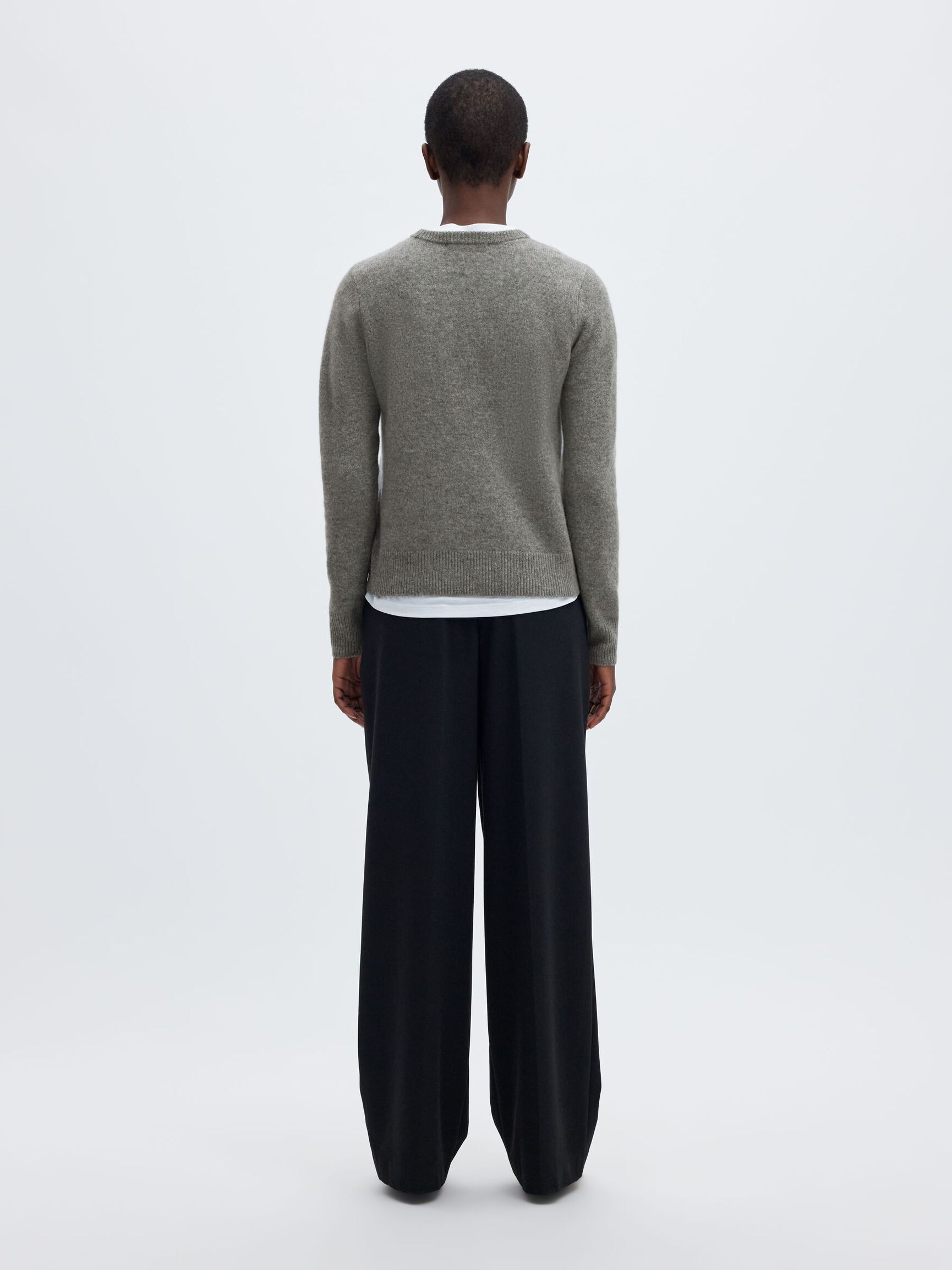 KASJMIR STRIKKET PULLOVER, Light Grey Melange, highres
