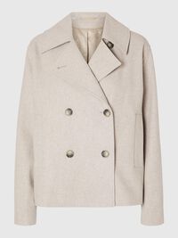 DOUBLE BREASTED SHORT JACKET, Sandshell, highres