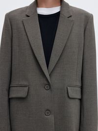VISCOSE BLEND RELAXED BLAZER, Dark Grey Melange, highres