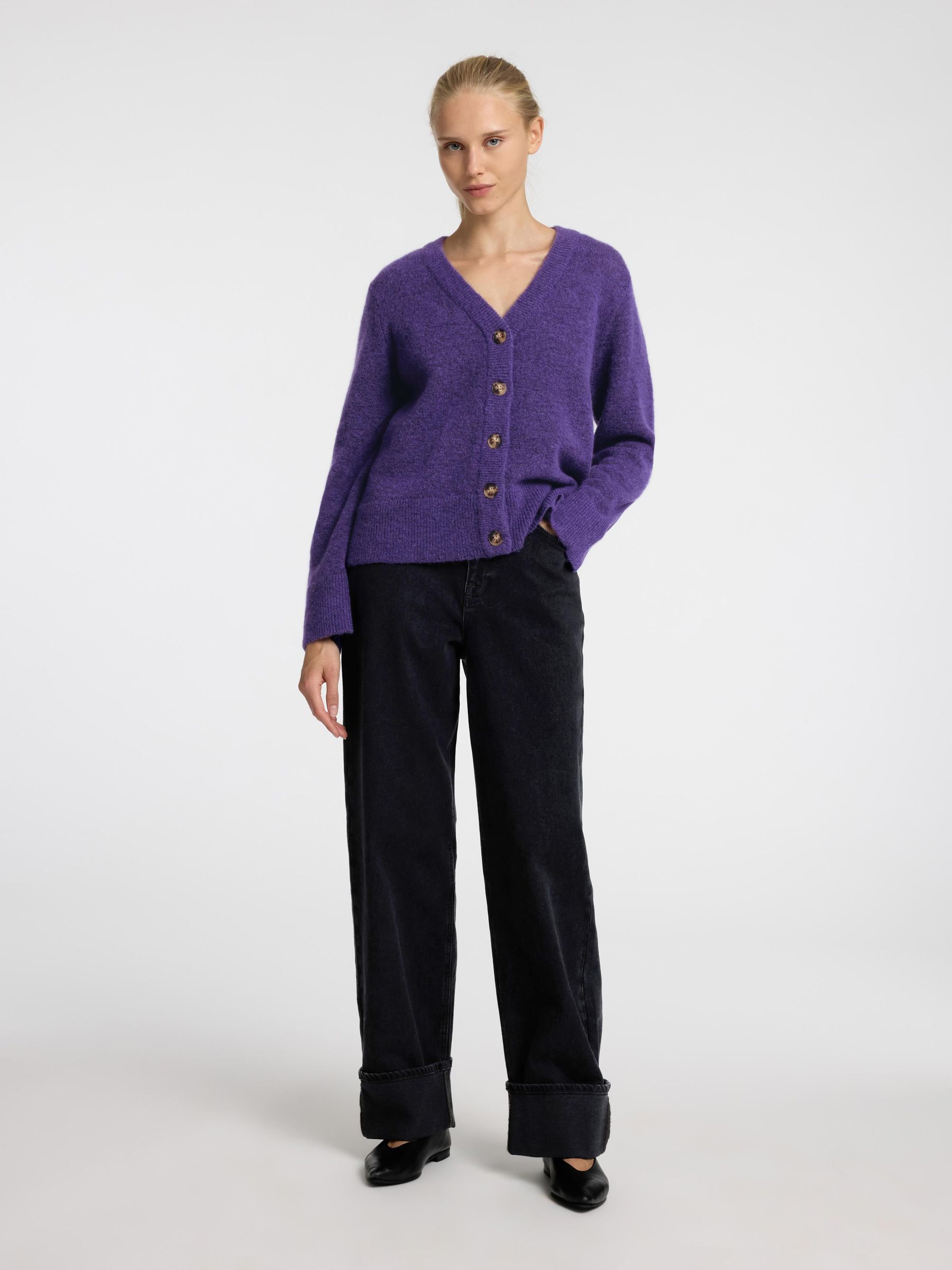 LOOSE FIT WOOL BLEND CARDIGAN, Liberty, highres
