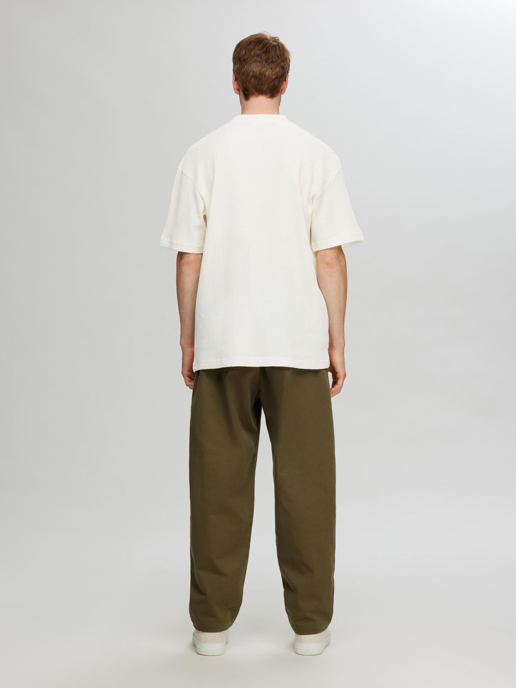 RELAXED FIT GEWAFELD T-SHIRT, Egret, highres
