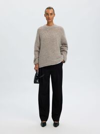 WOOL BLEND  PULLOVER, Steel Gray, highres