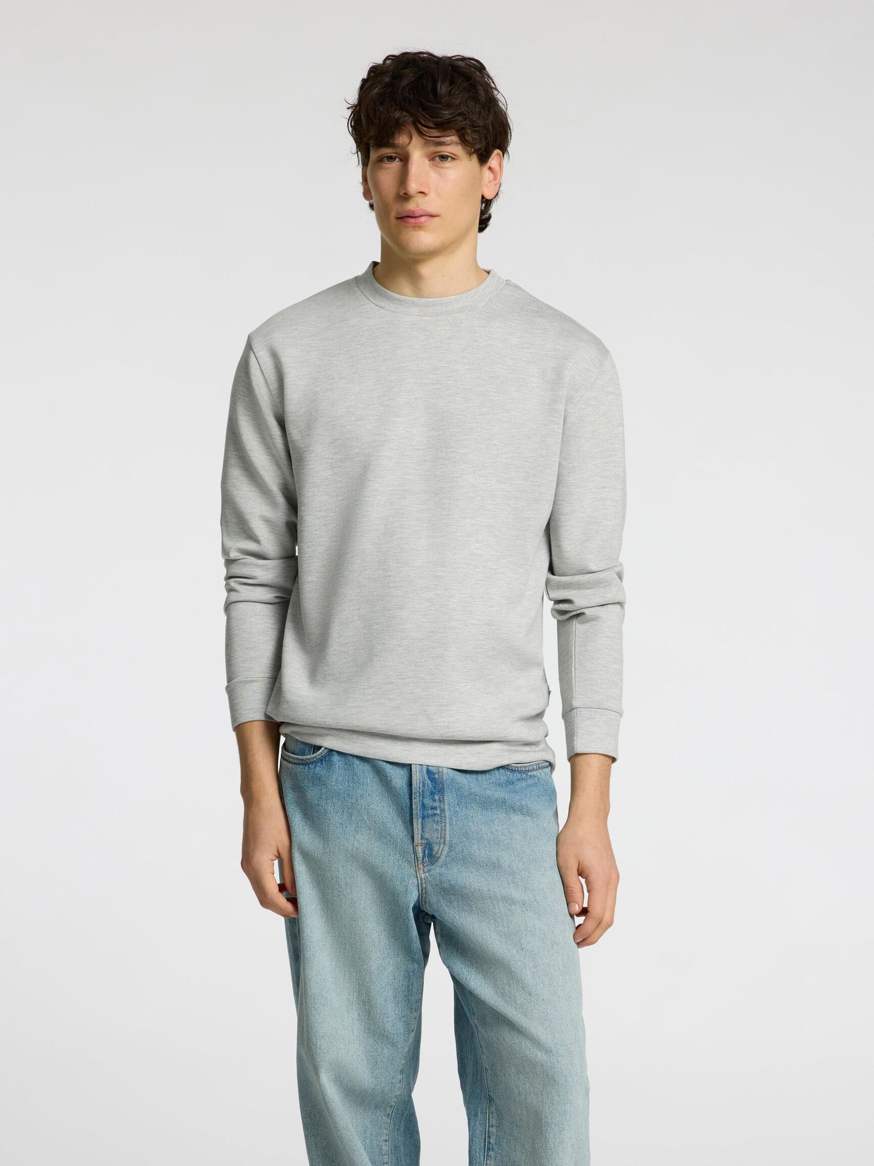 VISCOSE BLEND SWEATSHIRT, Light Grey Melange, highres