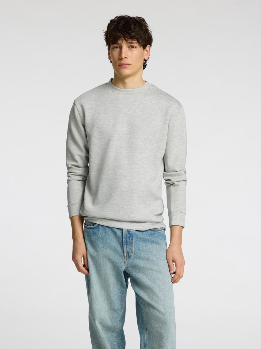 Selected VISCOSE BLEND SWEATSHIRT, Light Grey Melange, highres - 16092573_LightGreyMelange_003.jpg