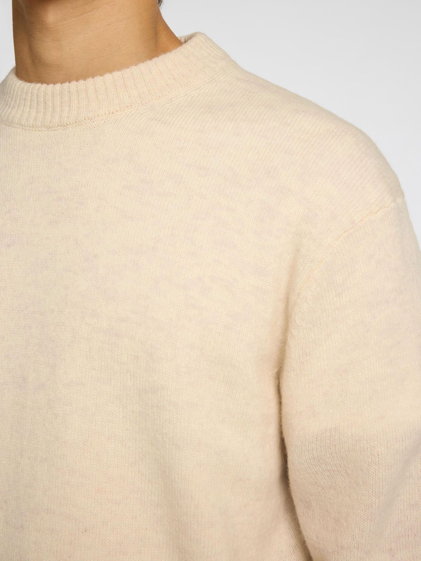 LET SWEATER MED RUND HALS, Oatmeal, highres