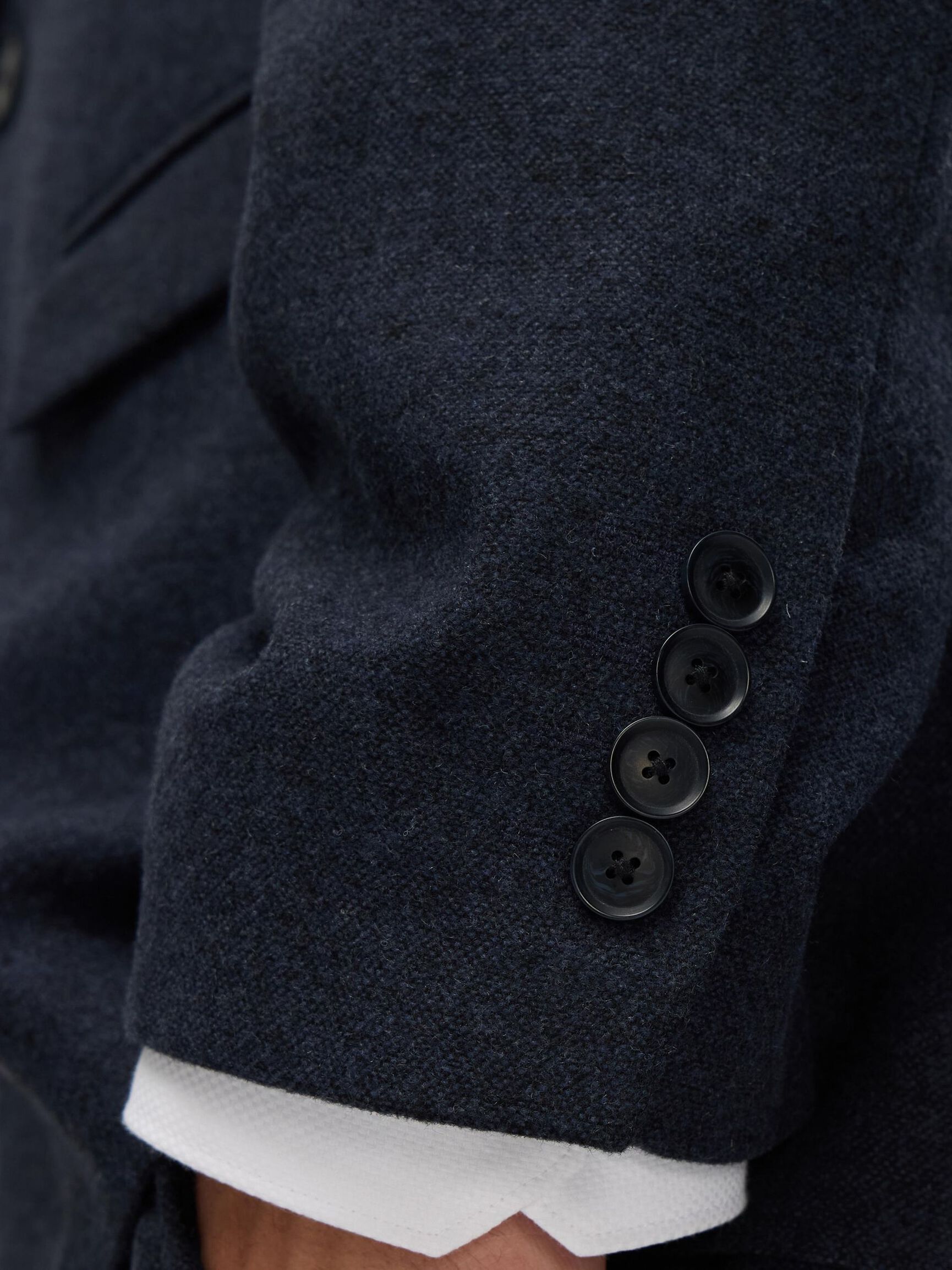 CHECKED WOOL BLEND  BLAZER, Dark Blue, highres