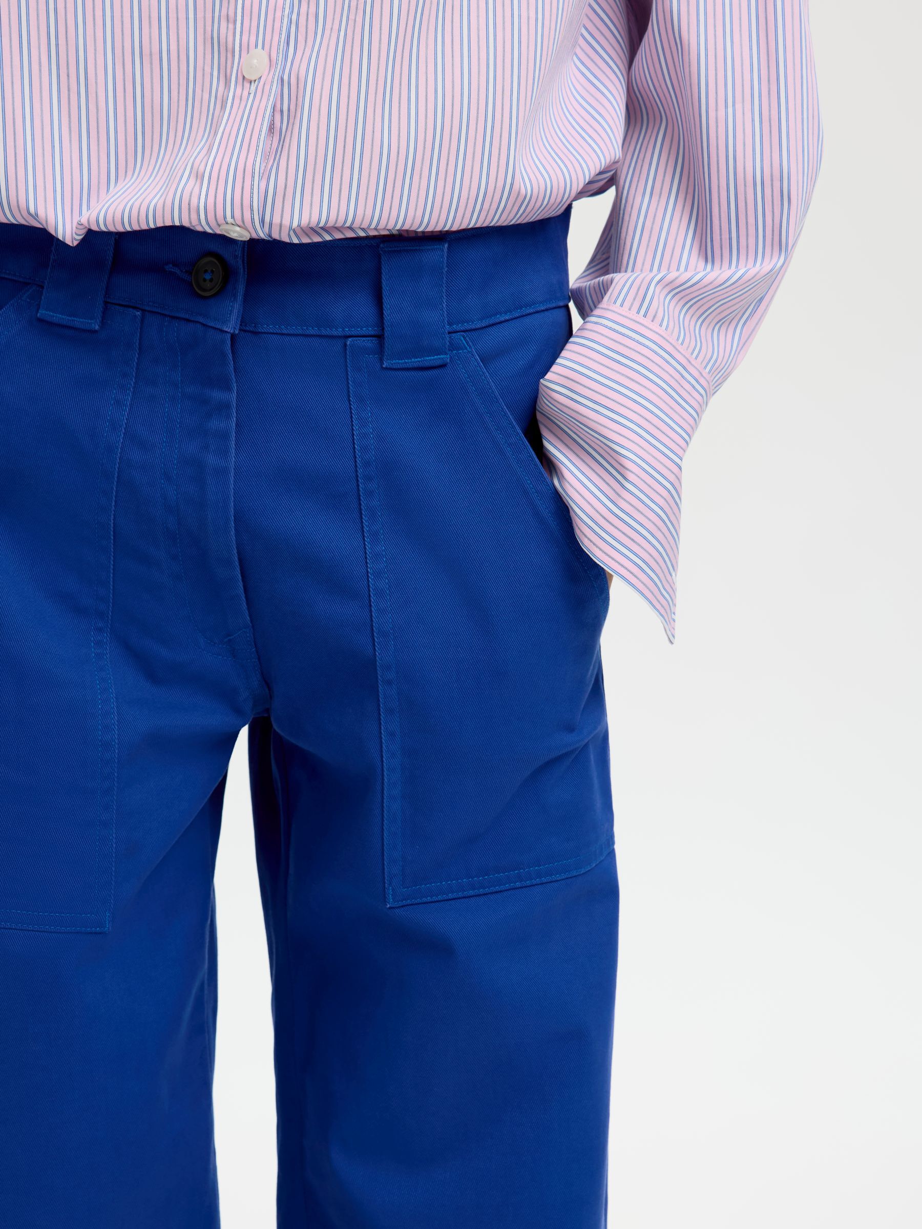 MID WAIST WIDE-LEG TROUSERS, Mazarine Blue, highres