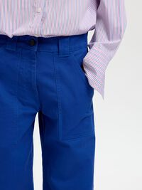 MID WAIST WIDE-LEG TROUSERS, Mazarine Blue, highres