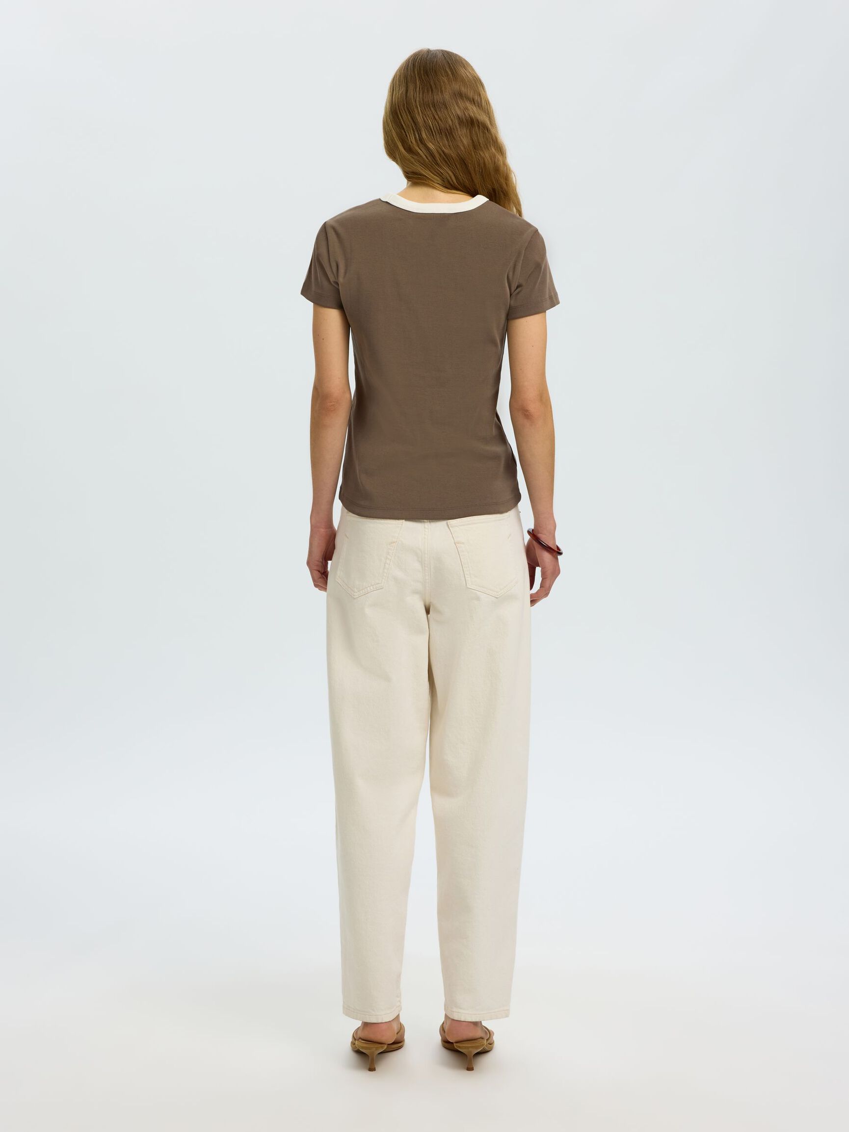 COTTON SHORT-SLEEVED T-SHIRT, Chocolate Chip, highres
