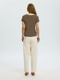 COTTON SHORT-SLEEVED T-SHIRT, Chocolate Chip, highres