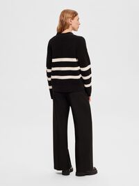 STRIPED CARDIGAN, Black, highres