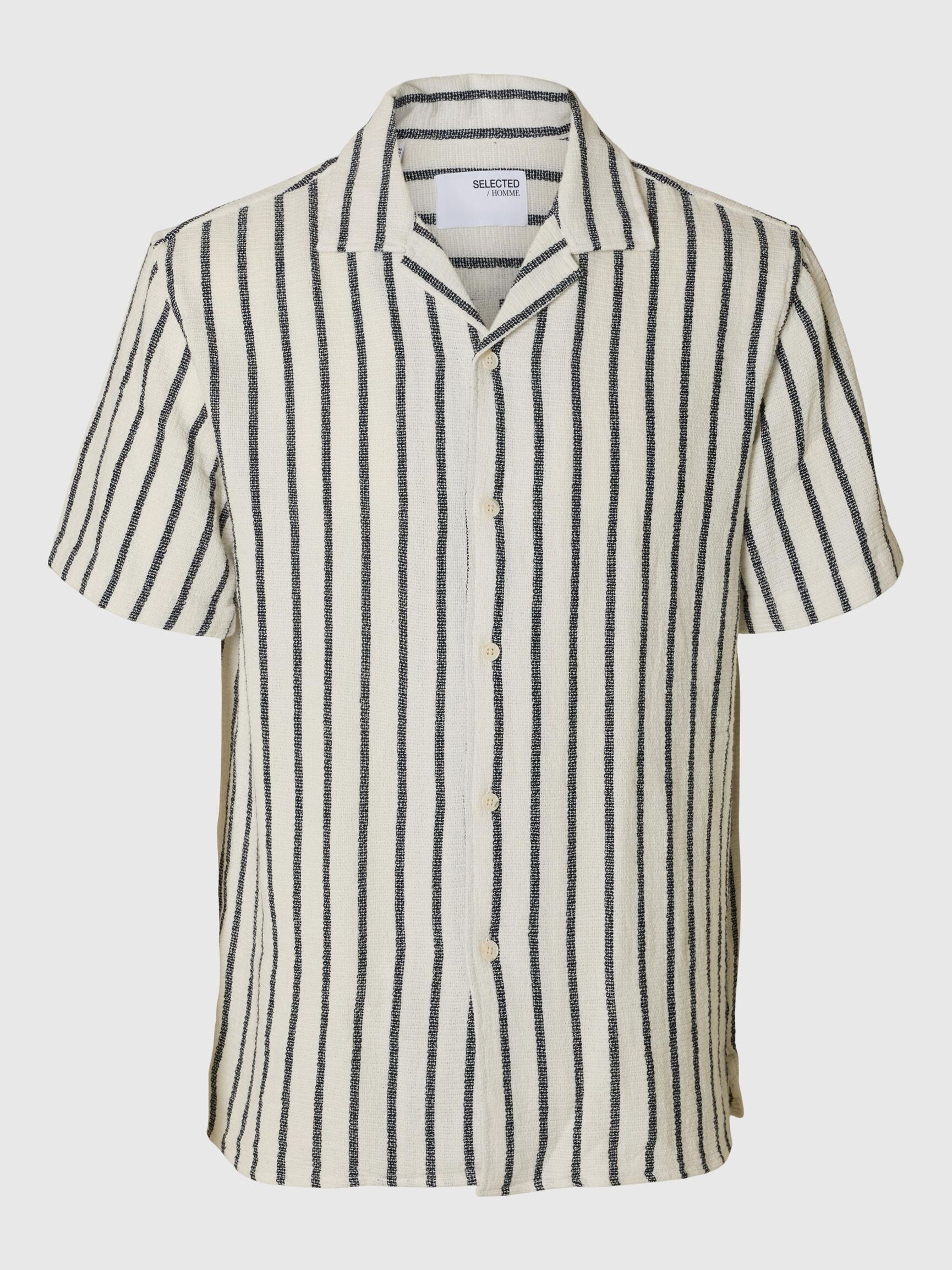 TEJIDO DE ALGODÓN CAMISA DE MANGA CORTA, Egret, highres