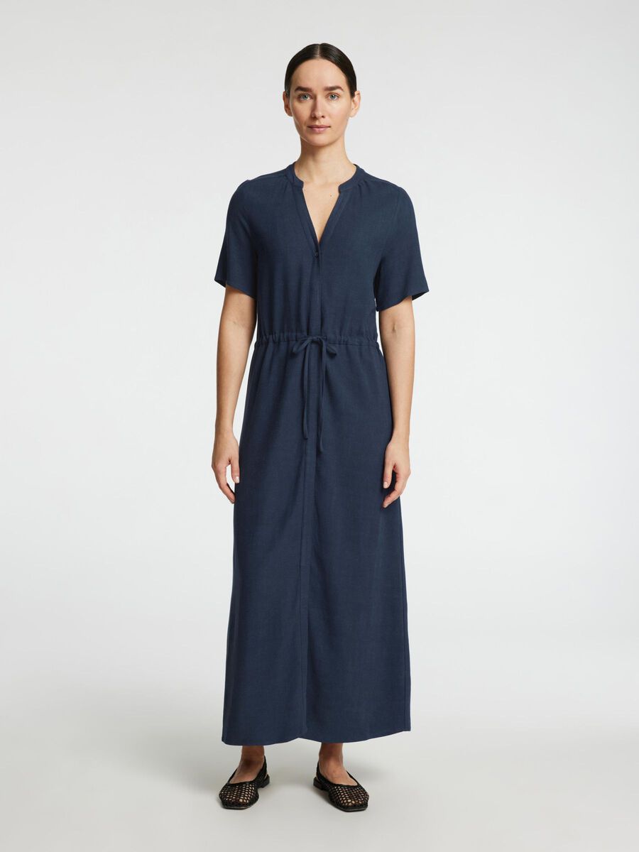 Selected SHORT SLEEVED SHIRT DRESS, Dark Sapphire, highres - 16096446_DarkSapphire_005.jpg
