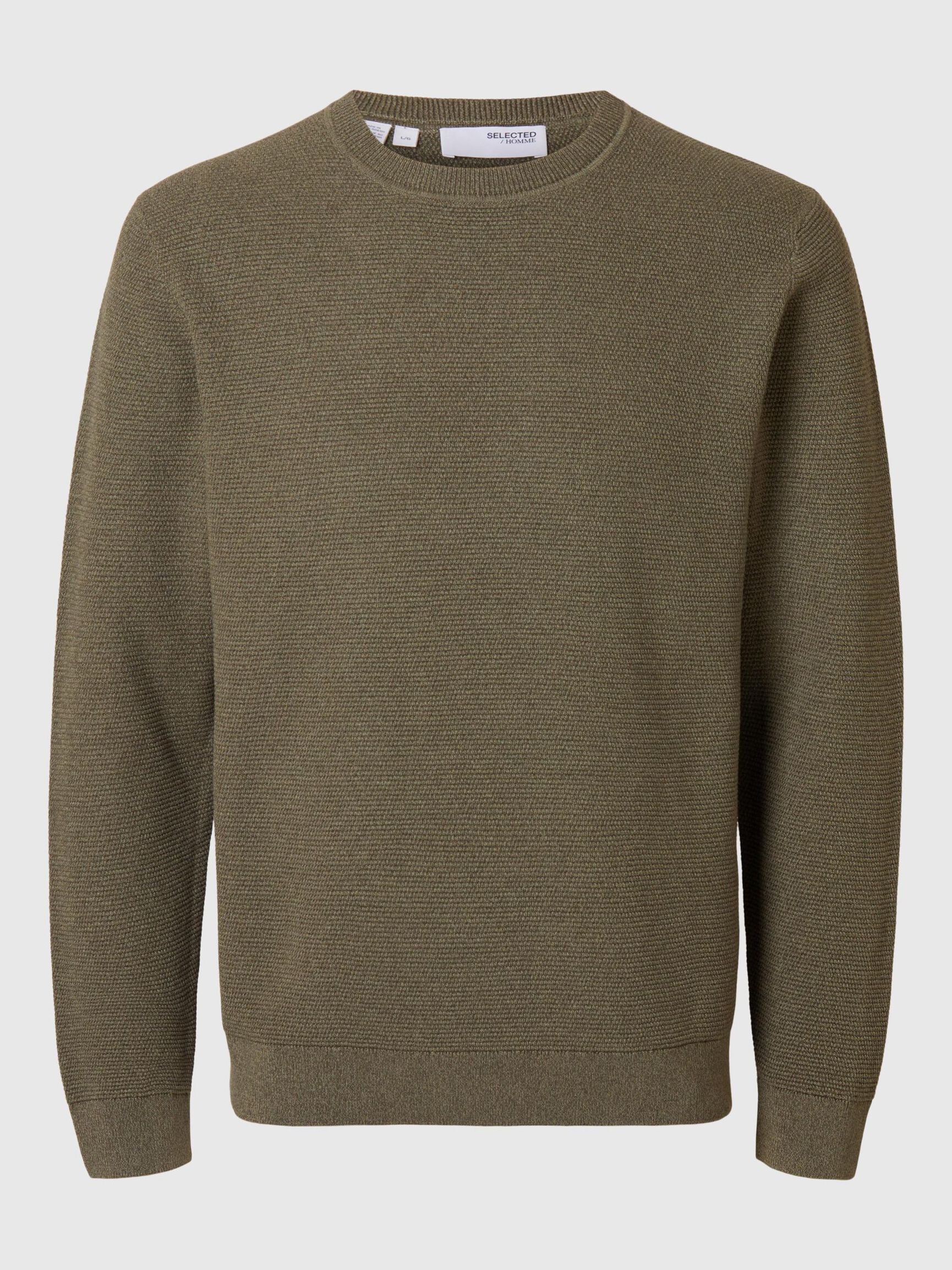 100% KATOEN PULLOVER MET RONDE HALS, Vetiver, highres