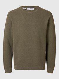 100% KATOEN PULLOVER MET RONDE HALS, Vetiver, highres