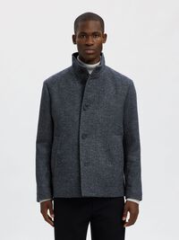 WOOL BLEND JACKET, Black, highres