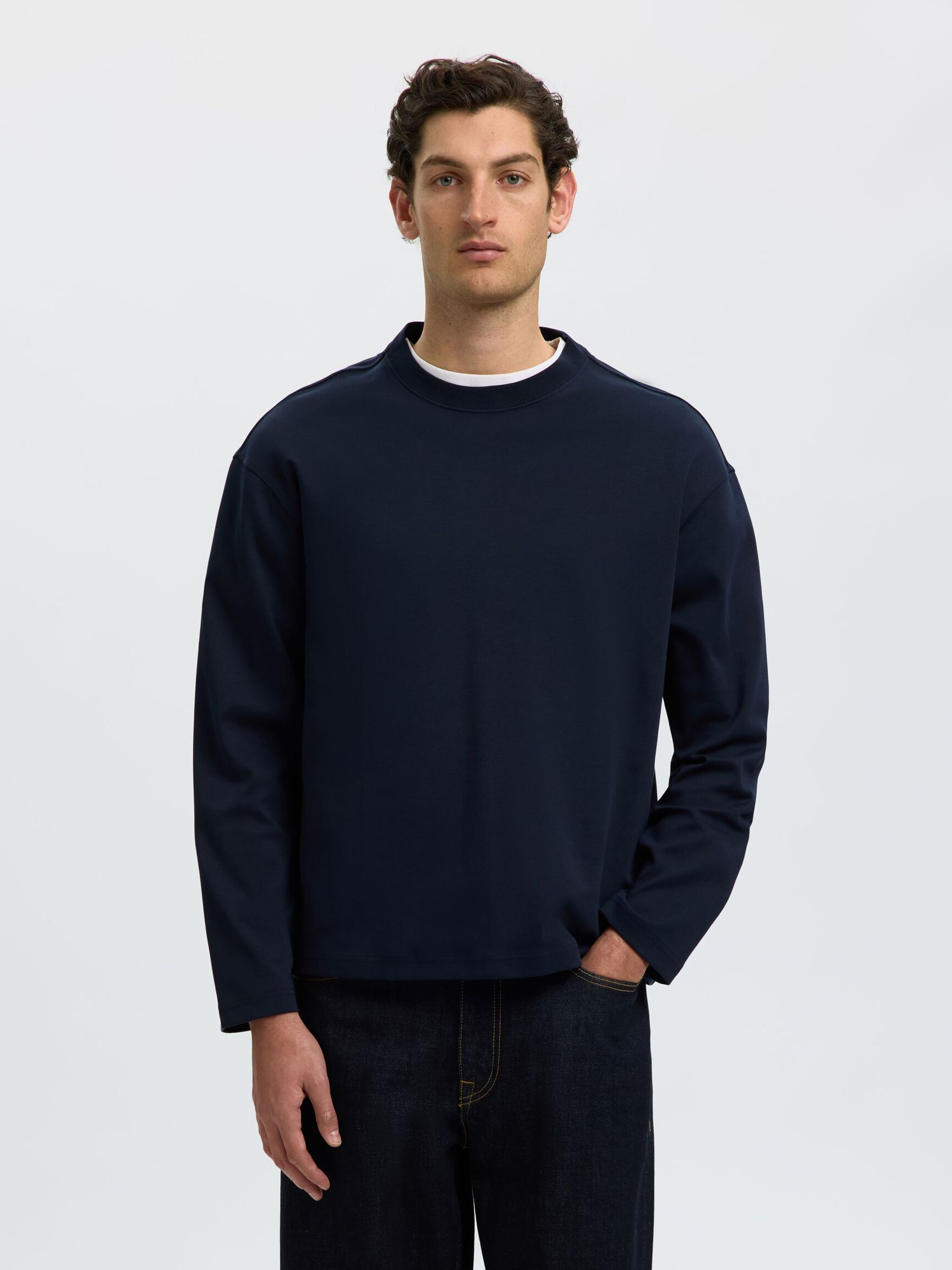 ORGANIC COTTON LONG-SLEEVED T-SHIRT, Sky Captain, highres
