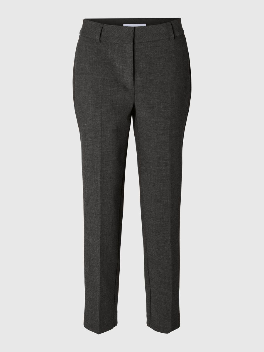 Selected VISCOSE BLEND CROPPED TAPERED TROUSERS, Dark Grey Melange, highres - 16092058_DarkGreyMelange_1112538_001.jpg