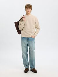100% COTTON SWEATSHIRT, Oatmeal, highres
