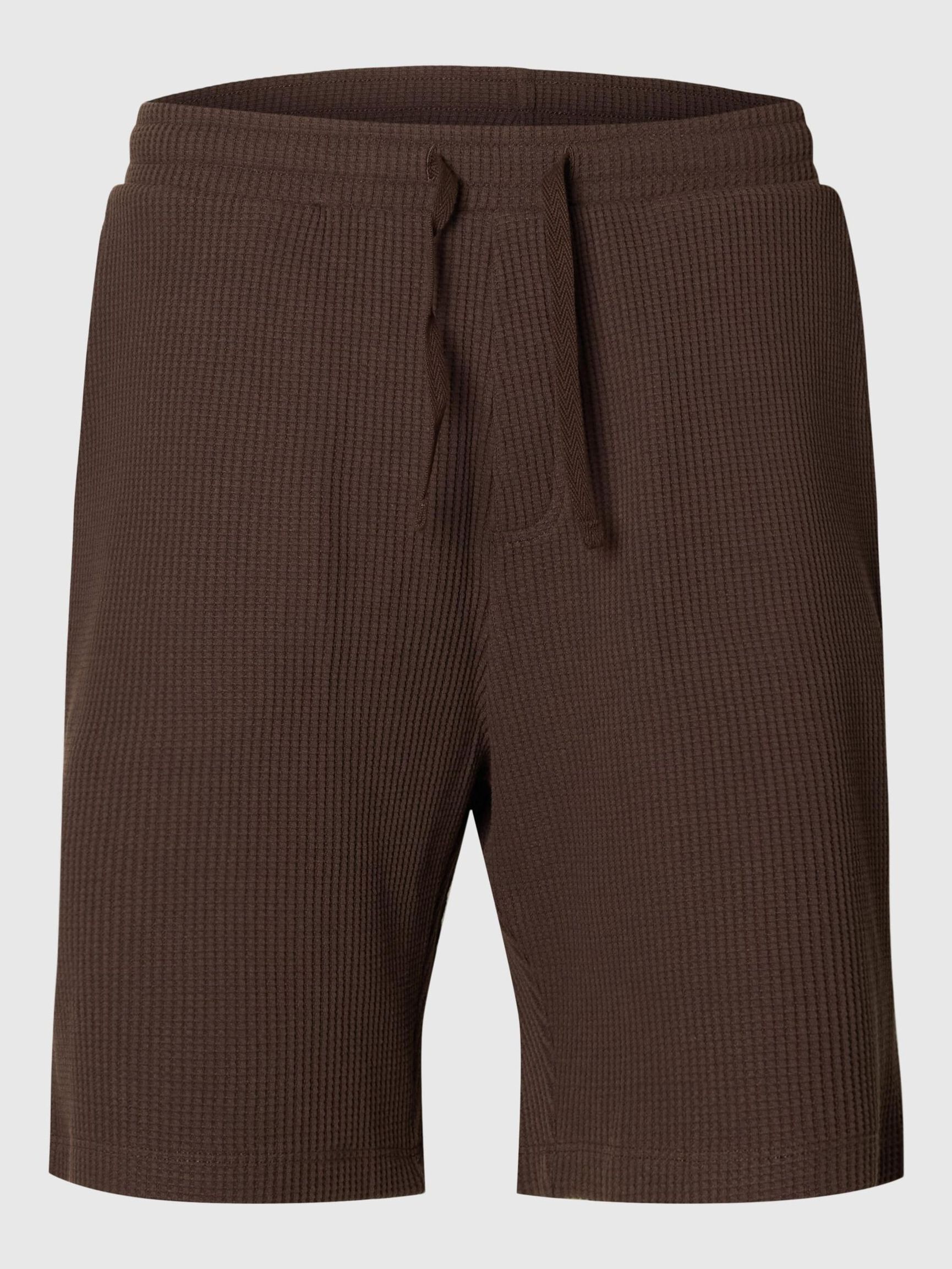 WAFELTEXTUUR SHORTS, Chocolate Brown, highres