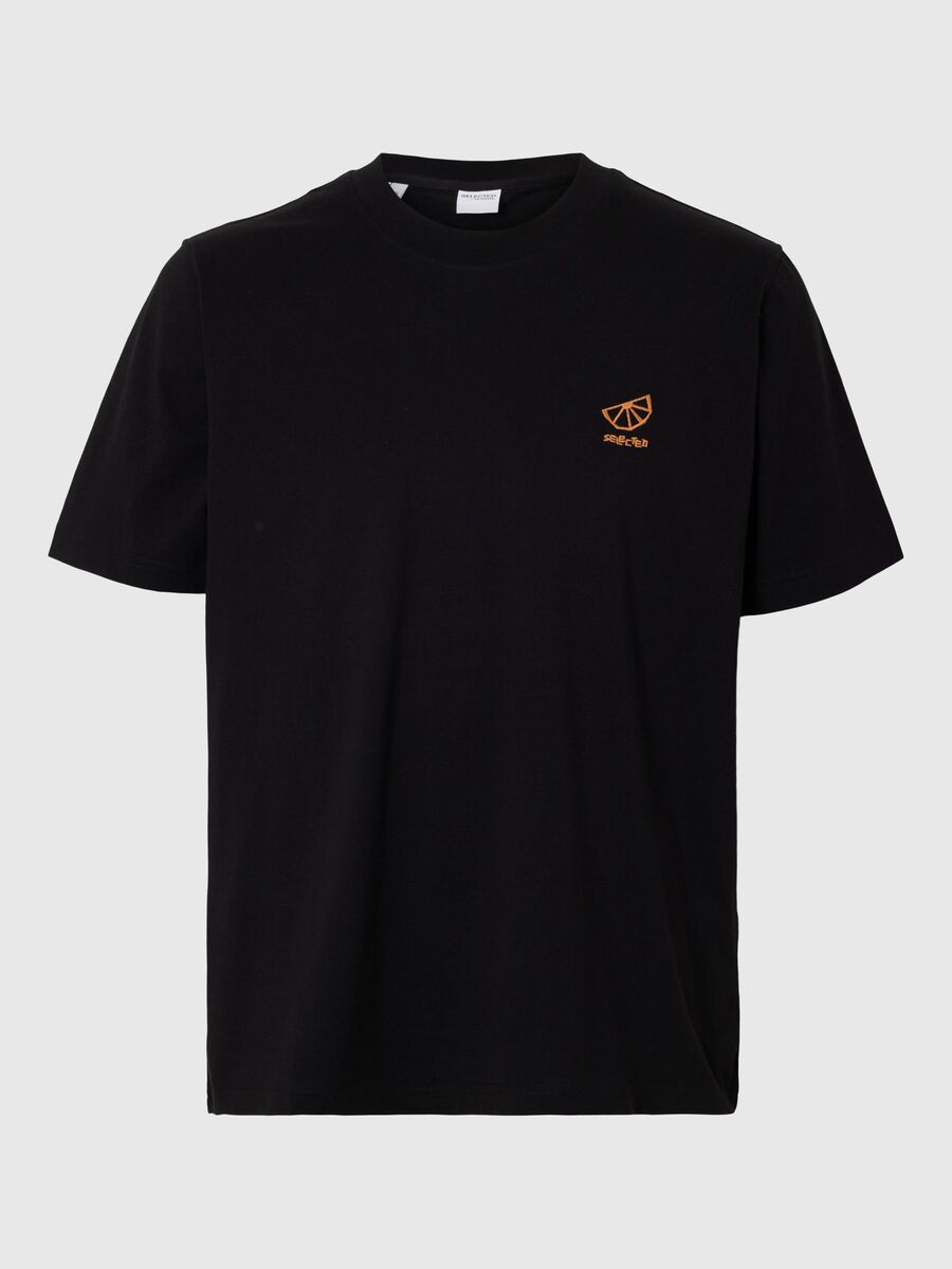 Selected EMBROIDERED T-SHIRT, Black, highres - 16096779_Black_001.jpg