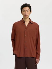 RELAXED FIT LONG SLEEVED SHIRT, Cherry Mahogany, highres