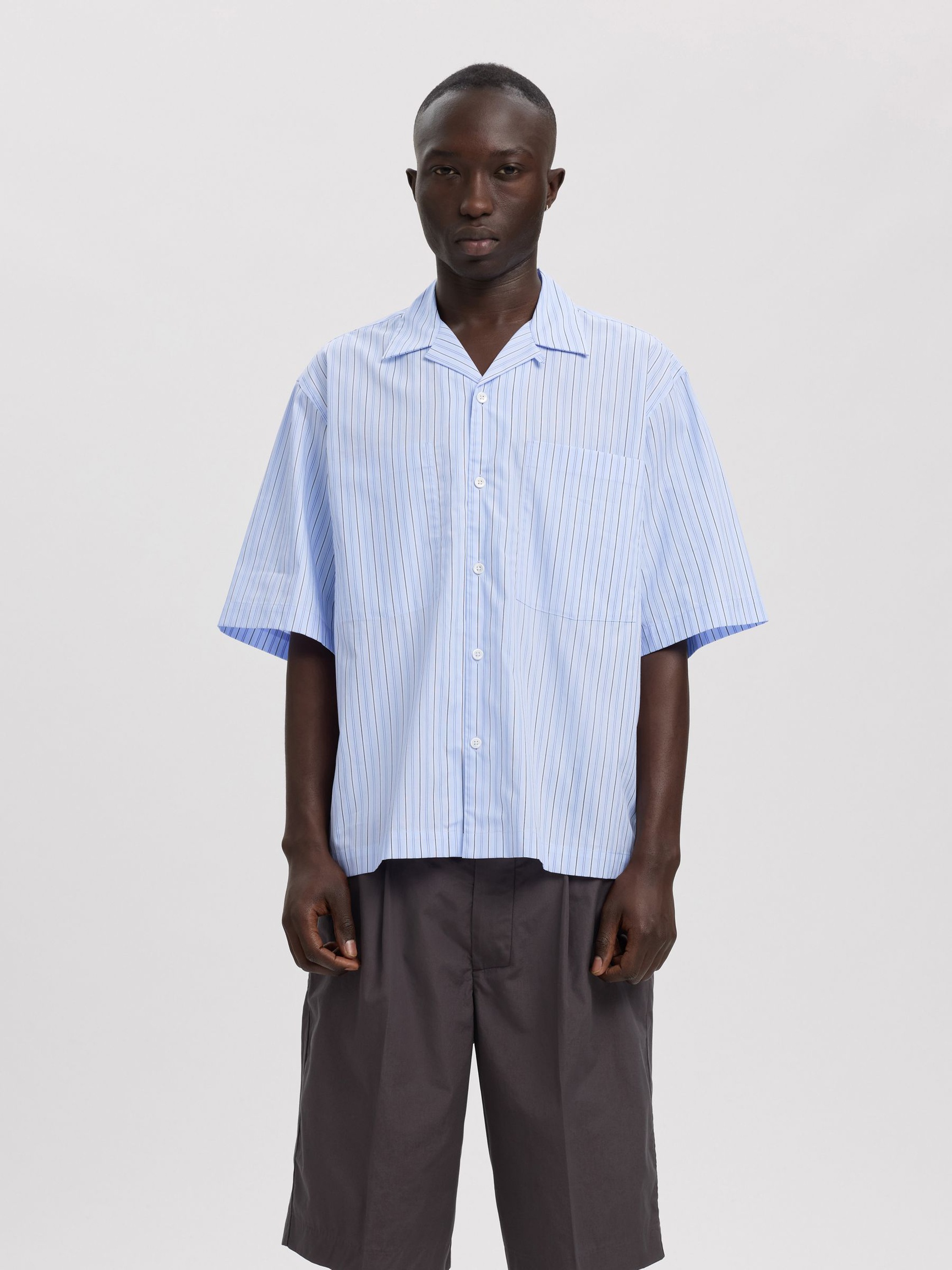 BOXY FIT KURZARMHEMD, Cashmere Blue, highres