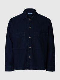 RELAXED FIT DENIM OVERSHIRT, Dark Blue Denim, highres
