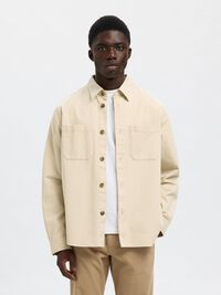 REGULAR FIT TWILL OVERSHIRT, Oatmeal, highres