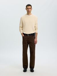 CABLE KNIT PULLOVER, Birch, highres