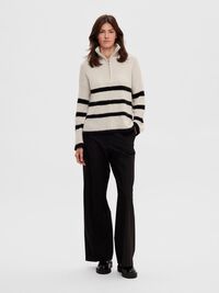 EN LAINE MÉLANGÉE À FERMETURE ÉCLAIR PULLOVER, Birch, highres