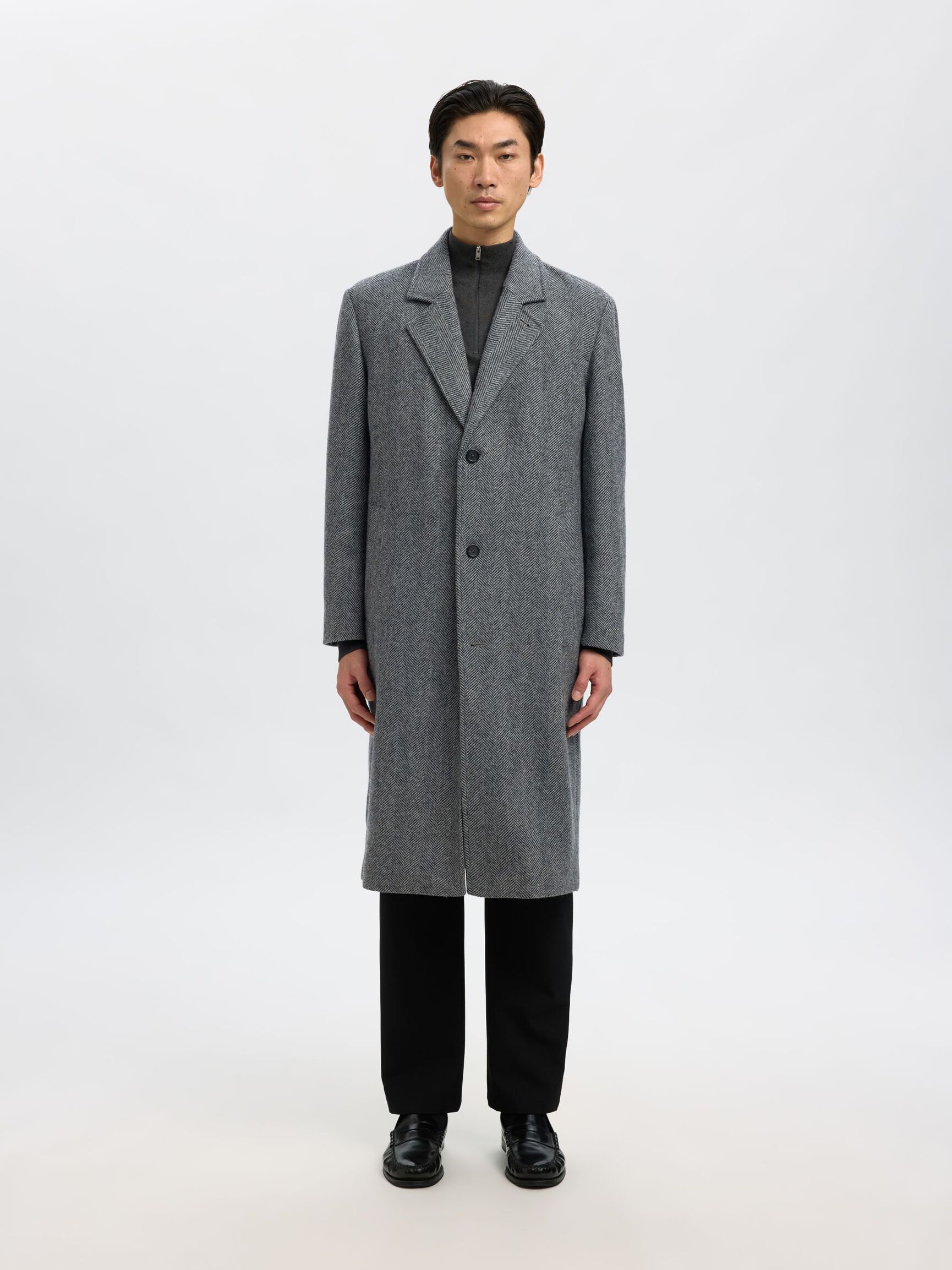 HALV GLIDELÅS STRIKKET PULLOVER, Antracit, highres