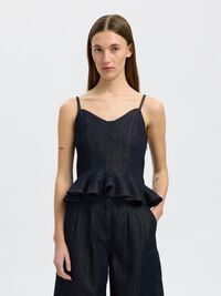 DENIM TOPP MED STROPPER, Dark Blue Denim, highres
