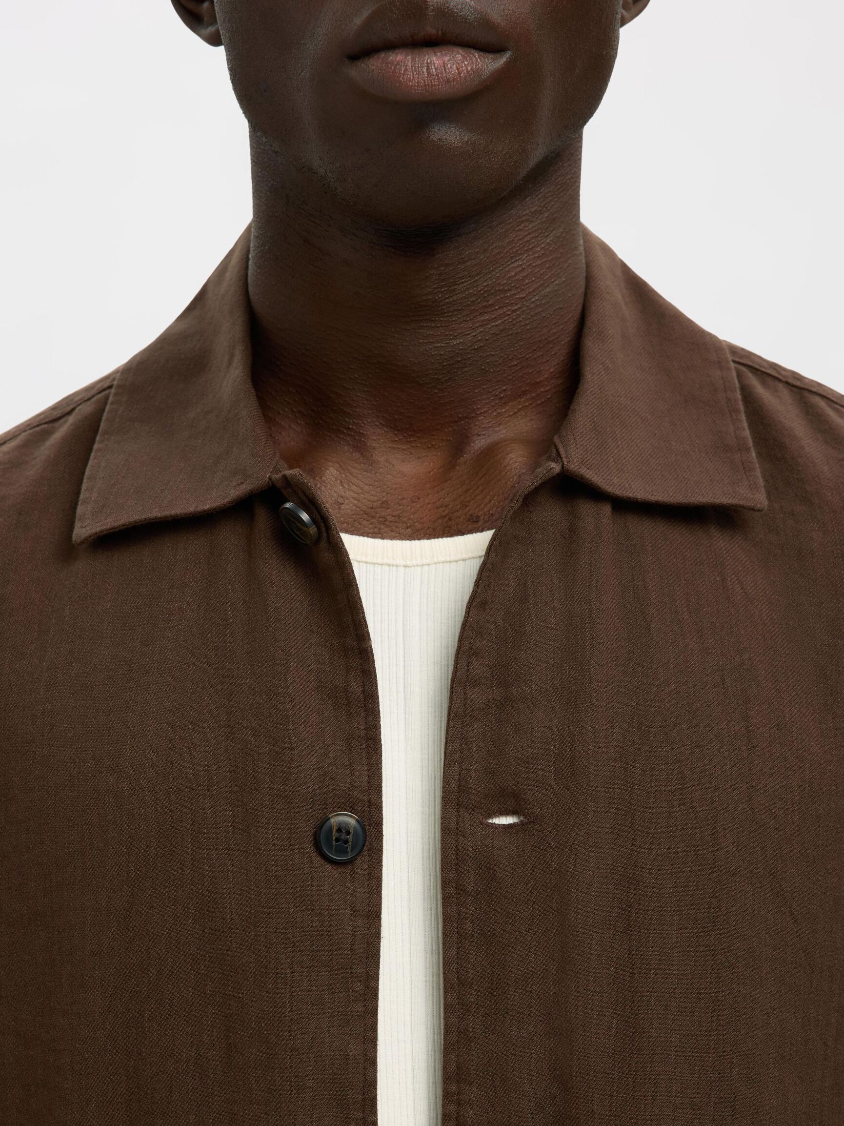 LINEN BLEND OVERSHIRT, Demitasse, highres