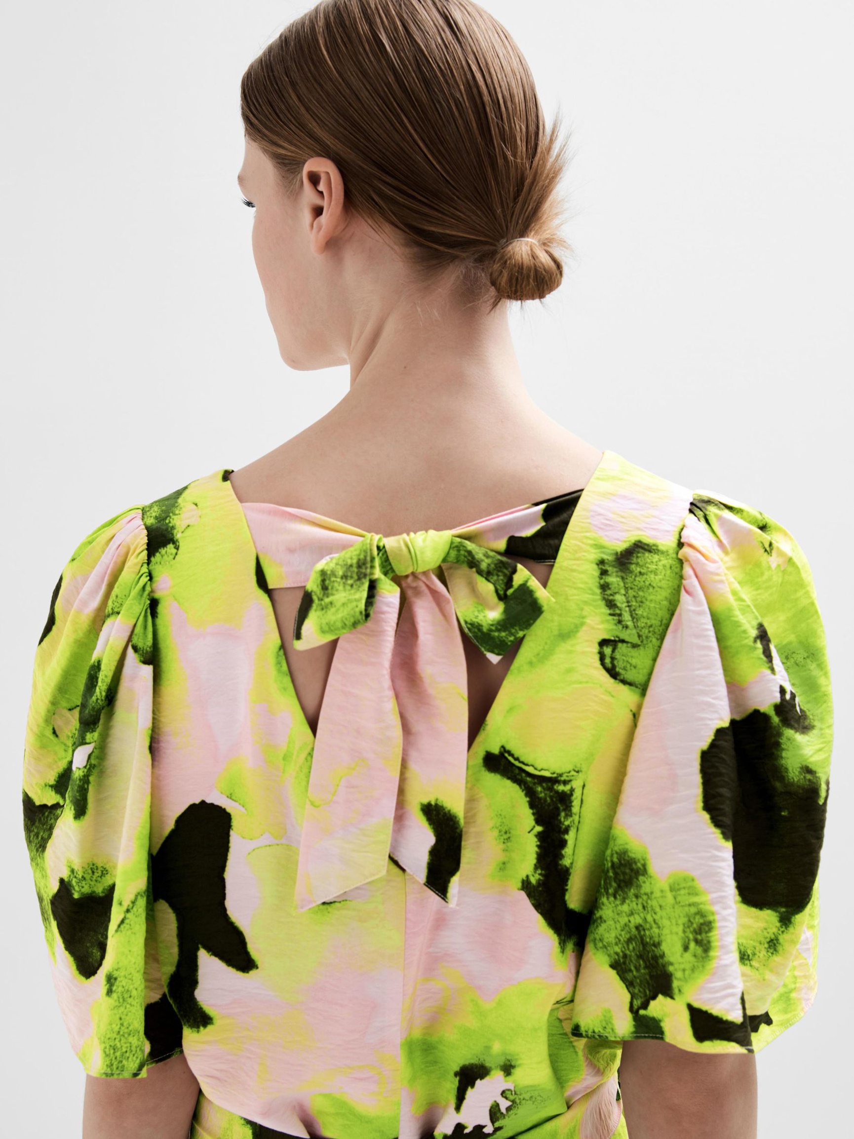 PRINTED MINI DRESS, Lime Green, highres