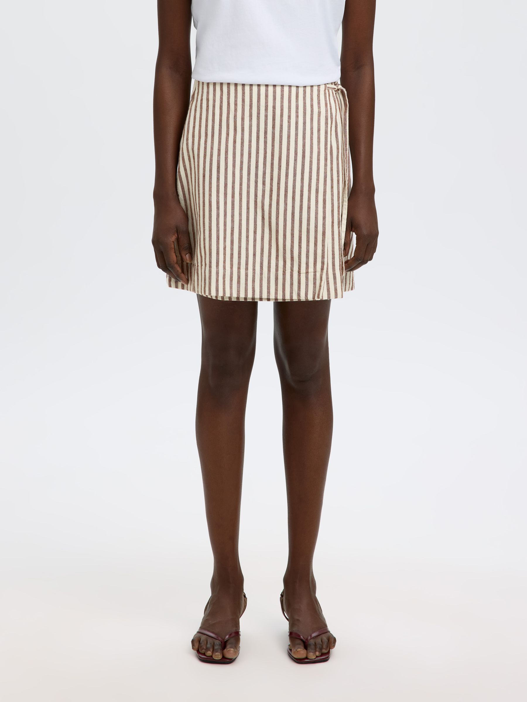 COTTON BLEND MINI WRAP SKIRT, Egret, highres