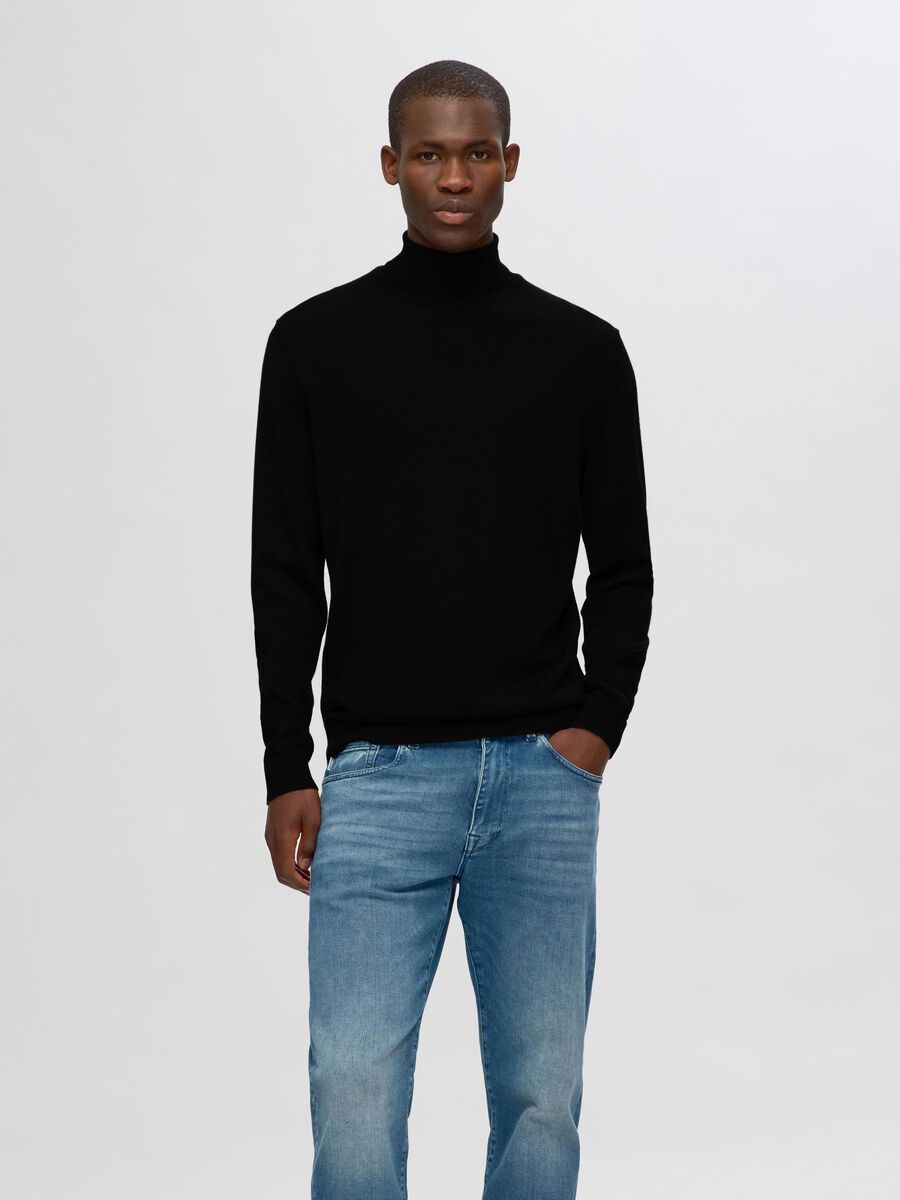 Selected 100% MERINO WOOL TURTLENECK, Black, highres - 16094653_Black_003.jpg