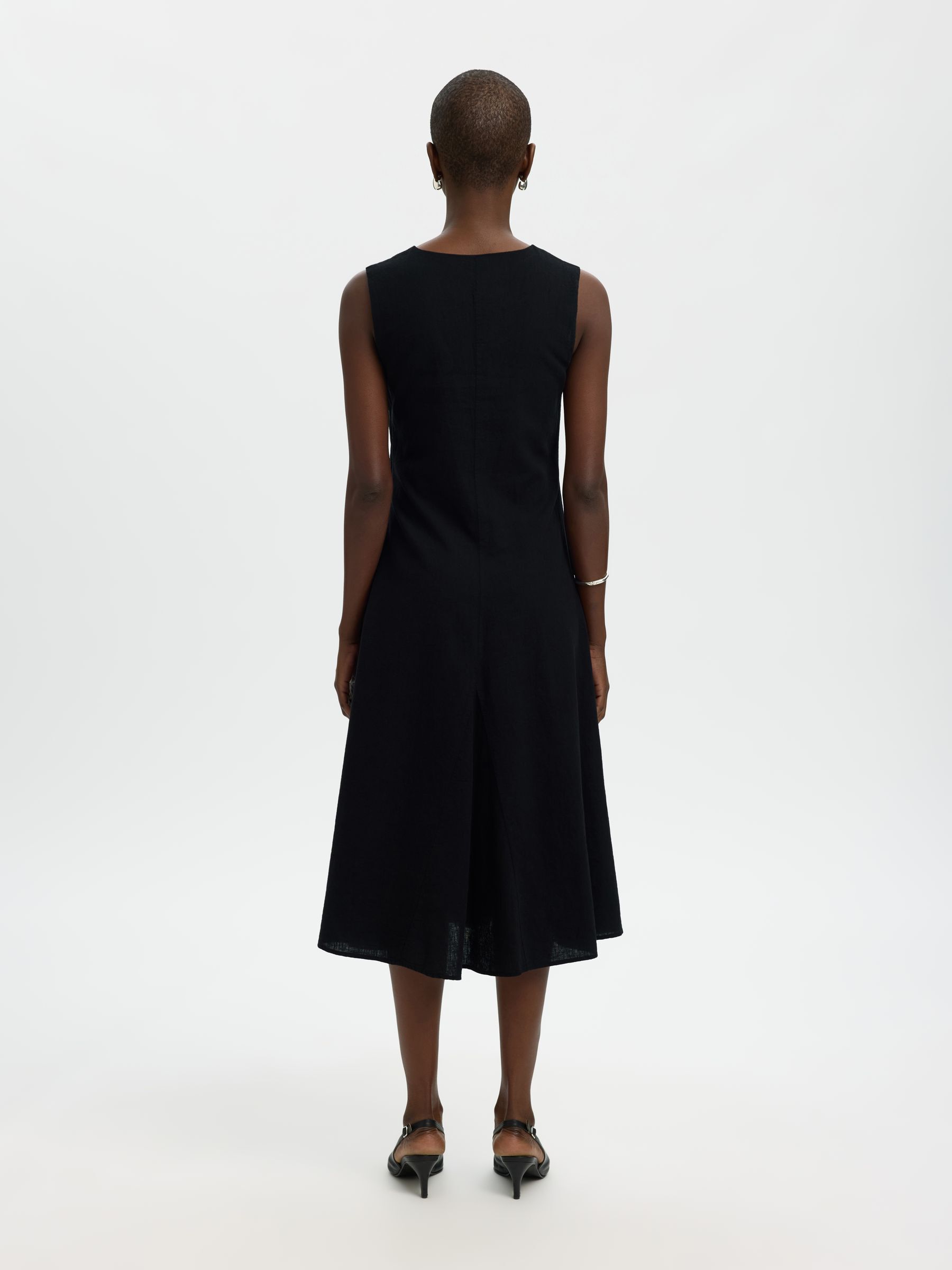 LEINENMIX MAXIKLEID, Black, highres